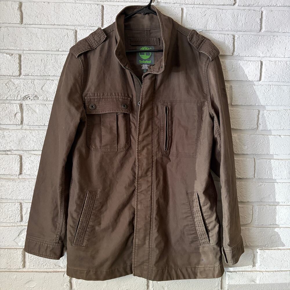 Timberland Field Jacket Men's S Olive Relaxed Fit Military Utility Barn Jacket